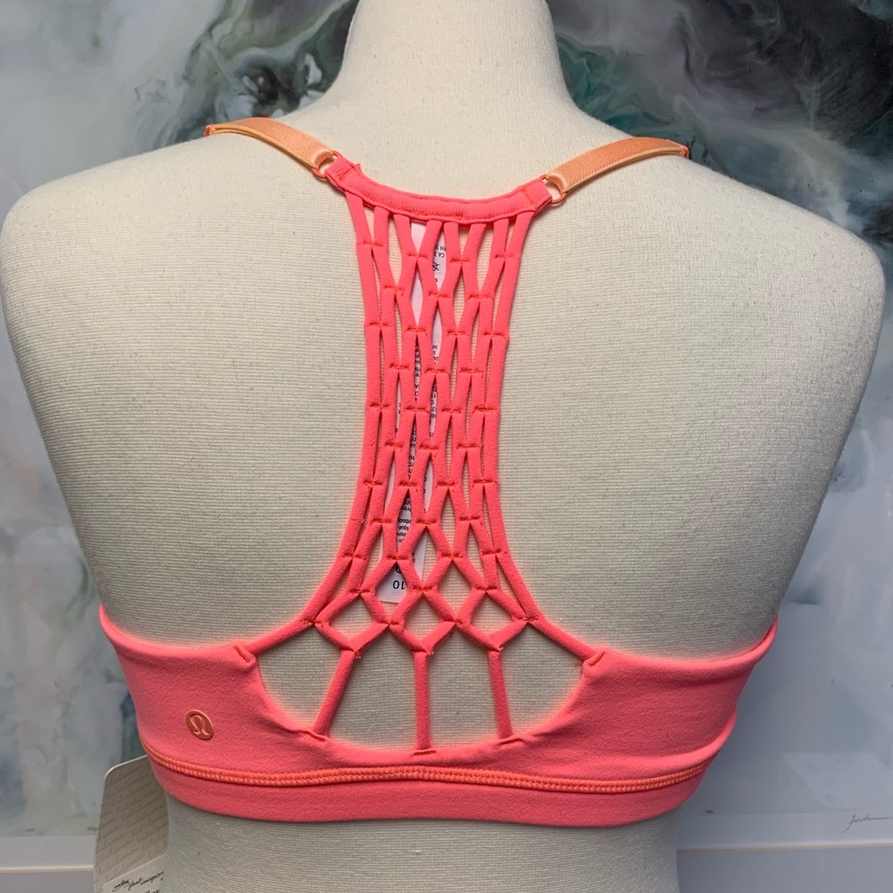 Lattice-Back Active Bralette - Coral Pink